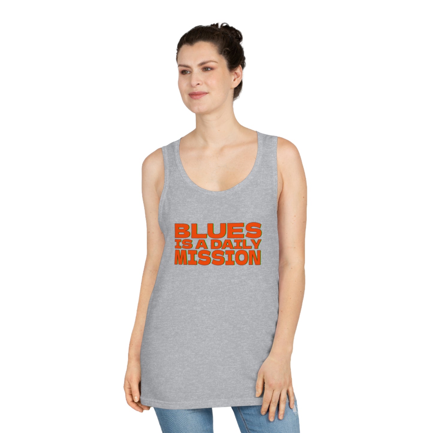 Canotta - Tank Top 'Blues Is a Daily Mission' Graphic Tee - Casual Summer Wear for Blues Lovers