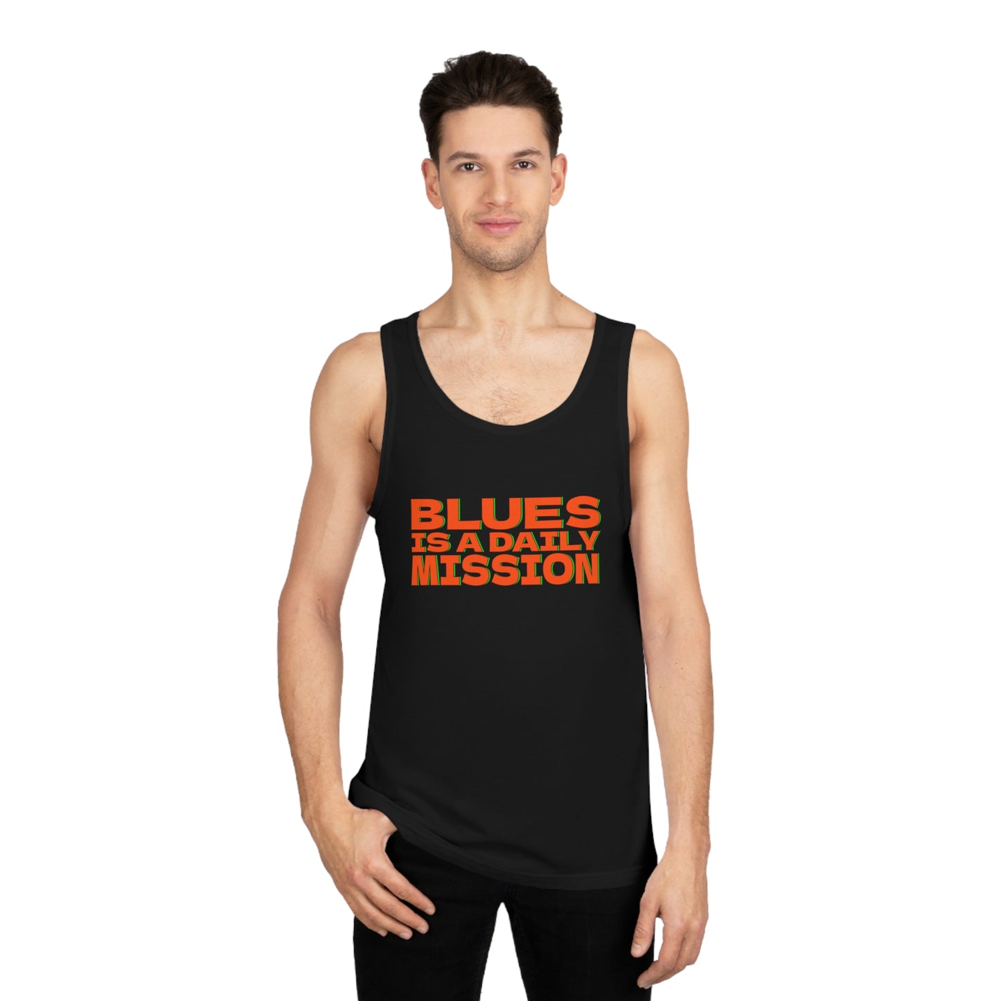 Canotta - Tank Top 'Blues Is a Daily Mission' Graphic Tee - Casual Summer Wear for Blues Lovers