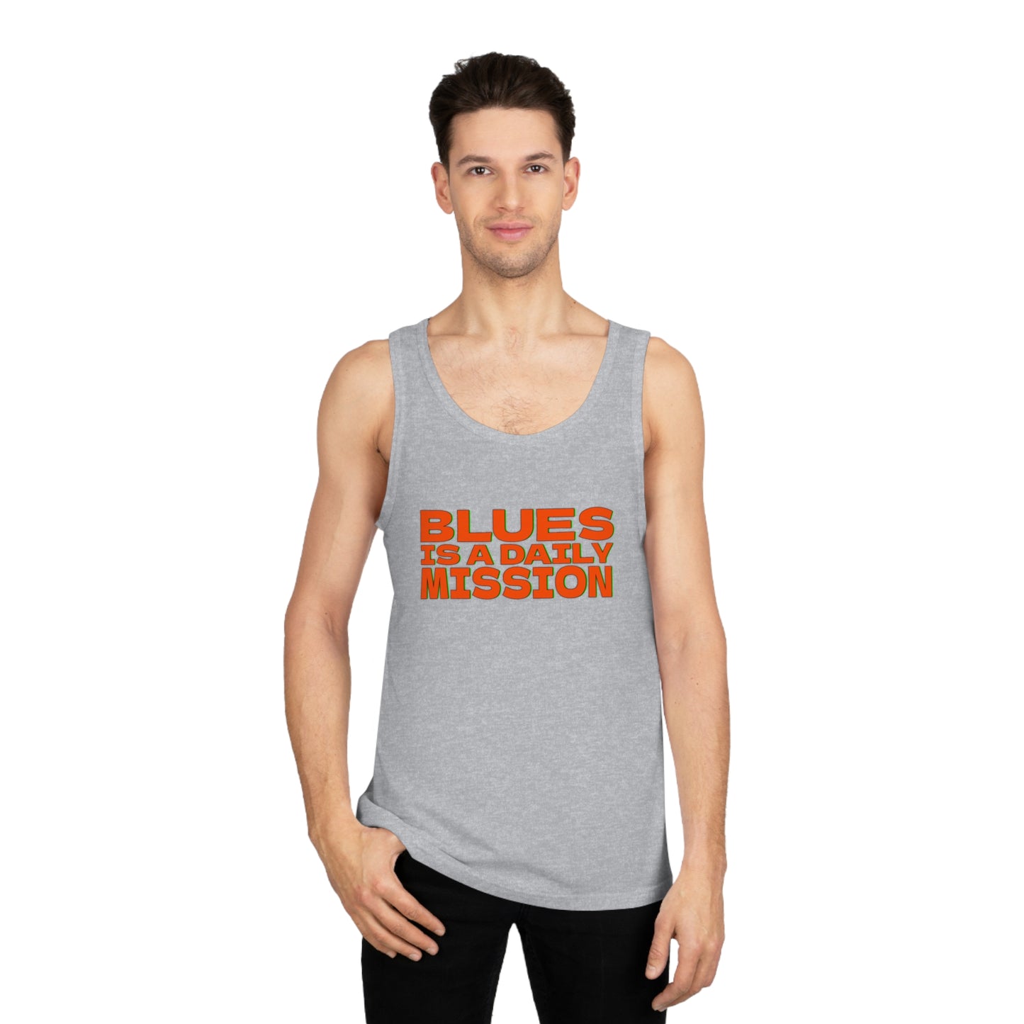 Canotta - Tank Top 'Blues Is a Daily Mission' Graphic Tee - Casual Summer Wear for Blues Lovers