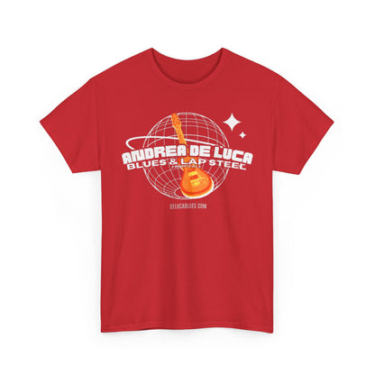 Guitar Globe Tee — Retro Orange Electric Guitar Graphic