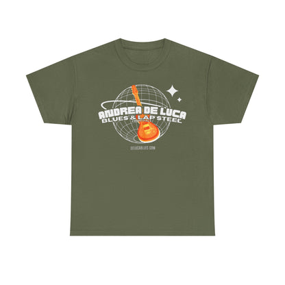 Guitar Globe Tee — Retro Orange Electric Guitar Graphic