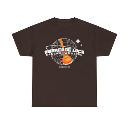 Guitar Globe Tee — Retro Orange Electric Guitar Graphic