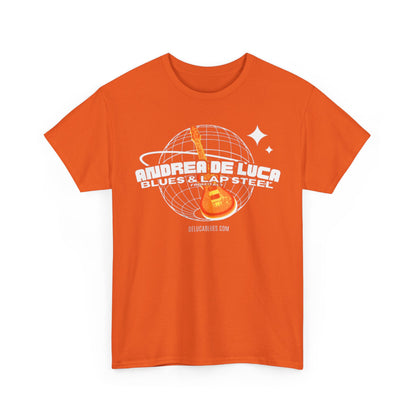 Guitar Globe Tee — Retro Orange Electric Guitar Graphic