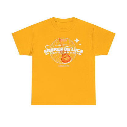 Guitar Globe Tee — Retro Orange Electric Guitar Graphic