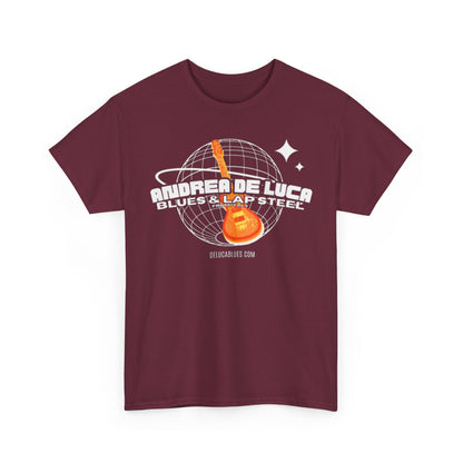 Guitar Globe Tee — Retro Orange Electric Guitar Graphic