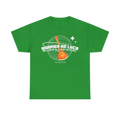 Guitar Globe Tee — Retro Orange Electric Guitar Graphic
