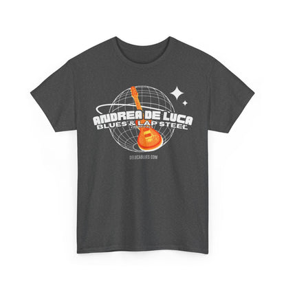 Guitar Globe Tee — Retro Orange Electric Guitar Graphic