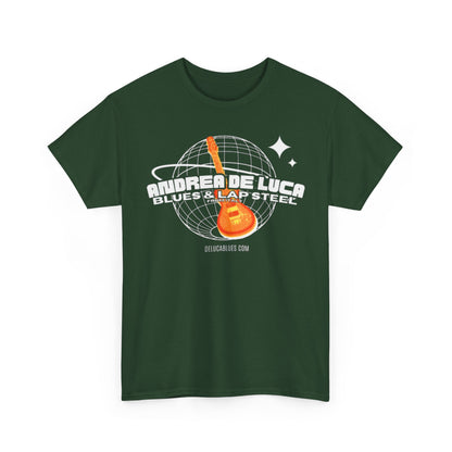 Guitar Globe Tee — Retro Orange Electric Guitar Graphic