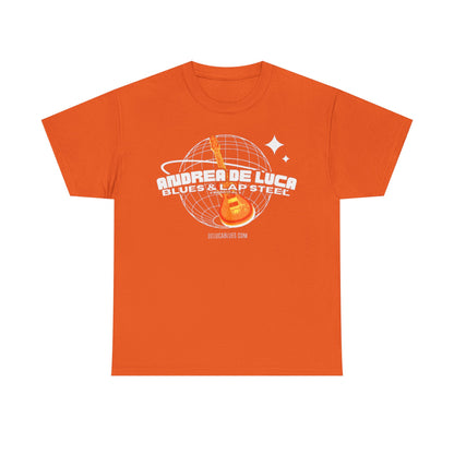 Guitar Globe Tee — Retro Orange Electric Guitar Graphic