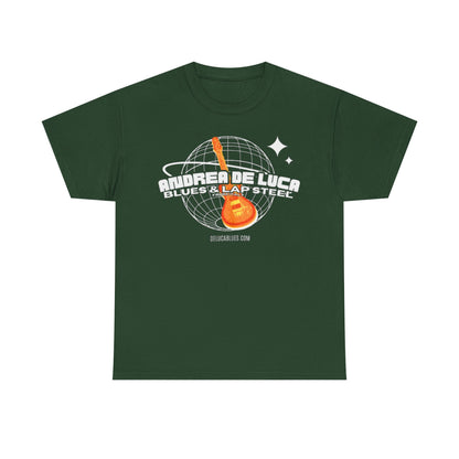 Guitar Globe Tee — Retro Orange Electric Guitar Graphic