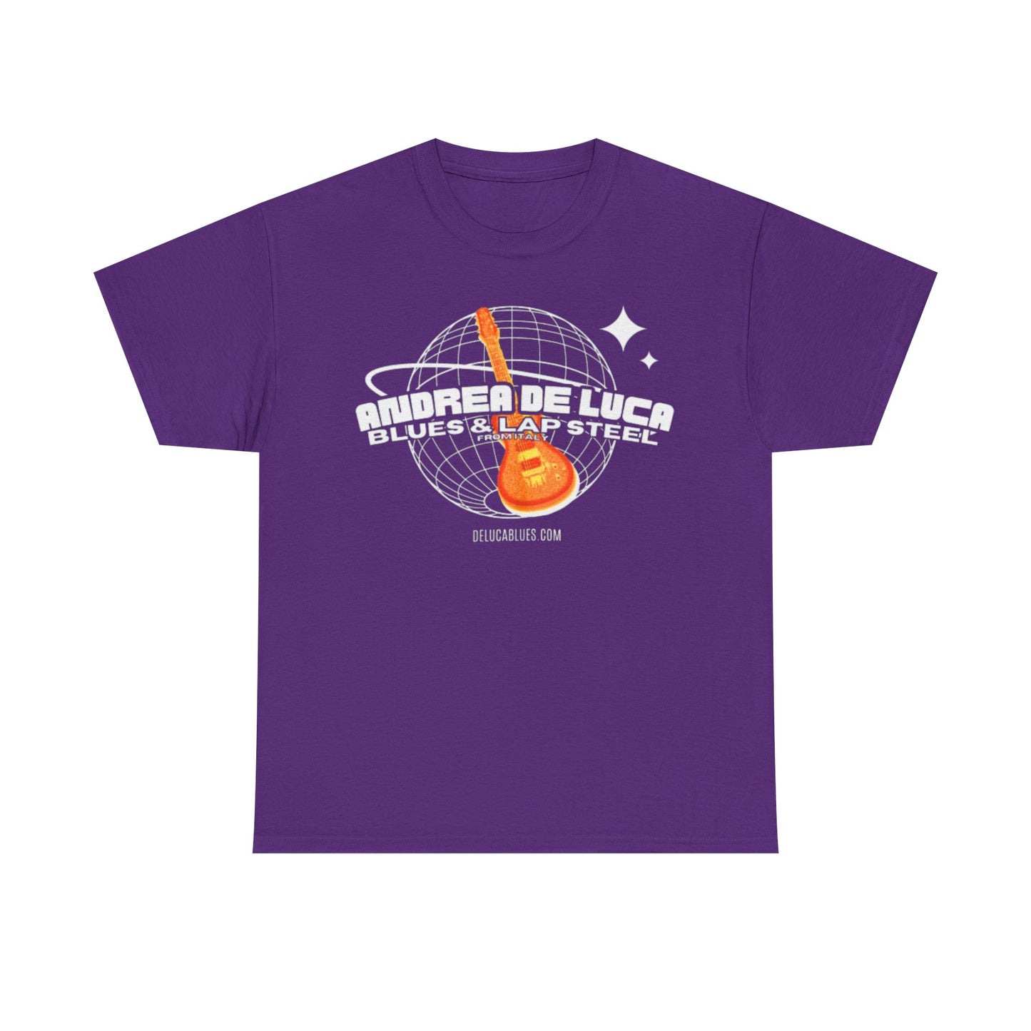Guitar Globe Tee — Retro Orange Electric Guitar Graphic