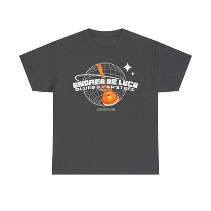Guitar Globe Tee — Retro Orange Electric Guitar Graphic